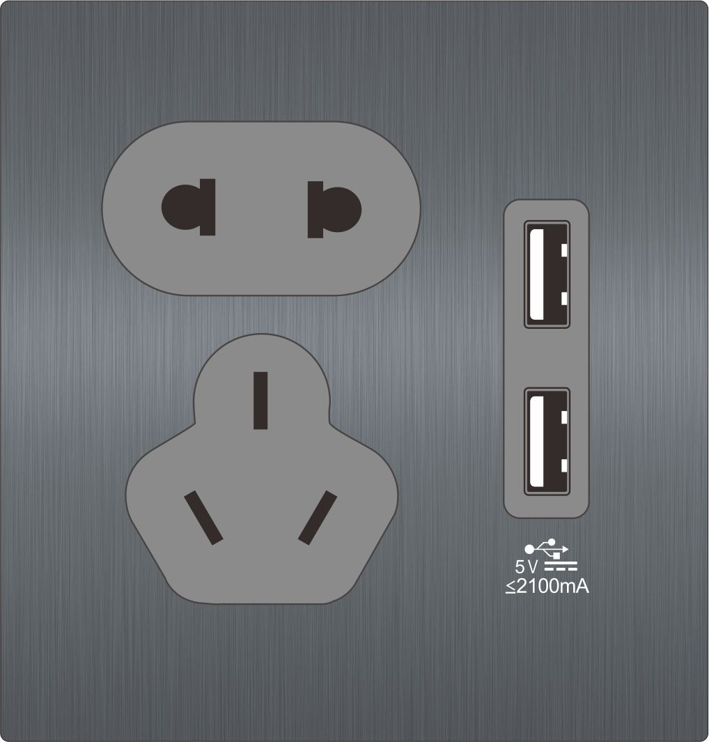 D系列D5二三级插座（双USB版）_酒店智能开关面板_温控面板_情景模式开关_插卡取电 - 未来居