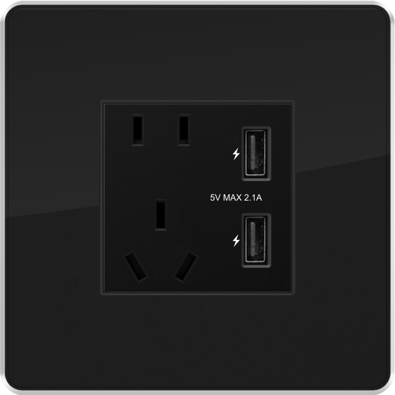 P系列P6二三级插座（双USB版）_酒店智能开关面板_温控面板_情景模式开关_插卡取电 - 未来居